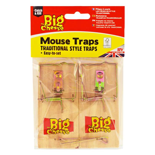 The Big Cheese Easy-to-Set Traditional Style Mouse Trap - Pack of 2 The Big Cheese Easy-to-Set Traditional Style Mouse Trap - Pack of 2